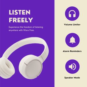 Wavx Free Wireless Headphone – Volume Limiter, Alarm Reminder, Speaker Mode